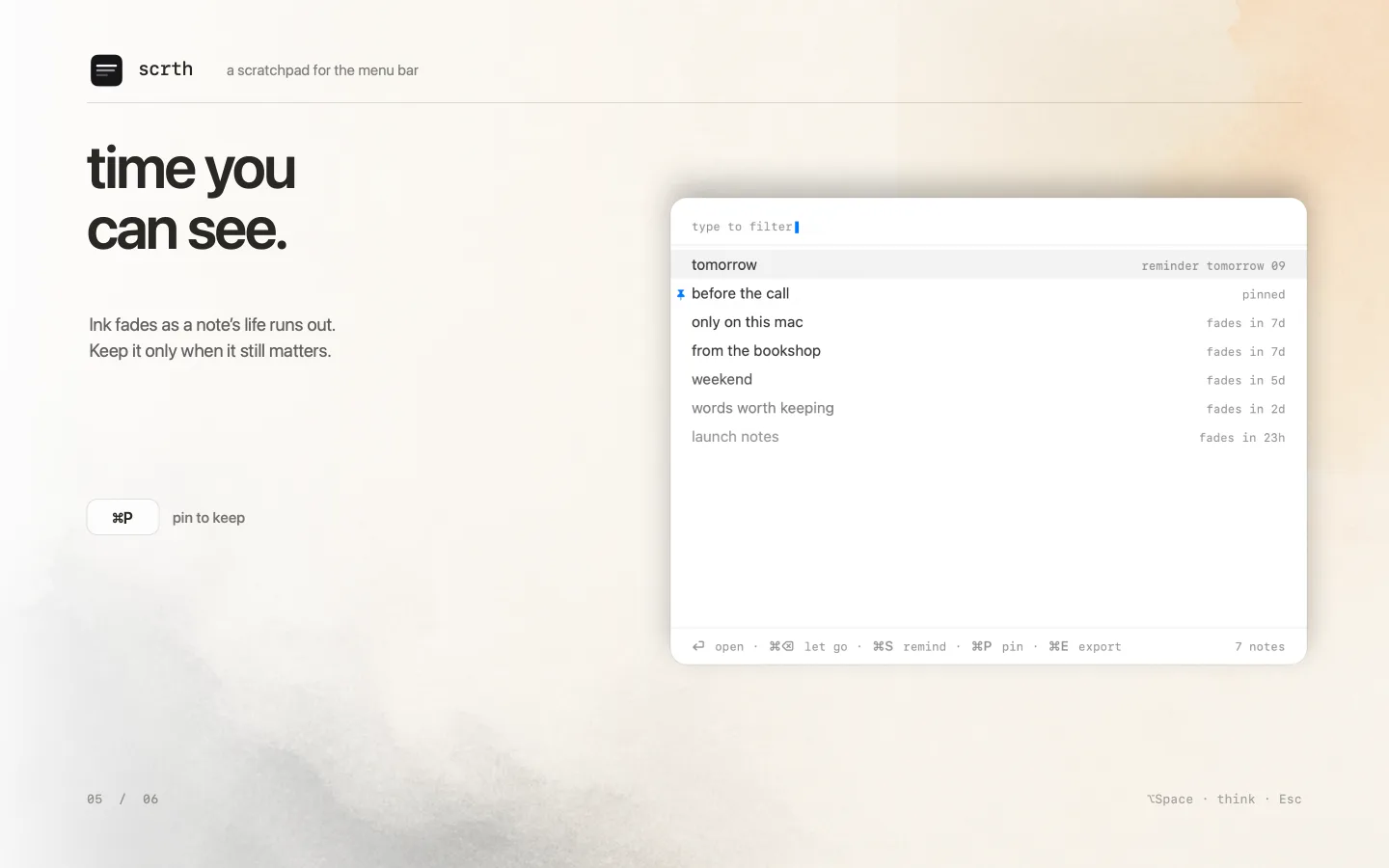 scrth pile with note text fading as its lifetime runs out